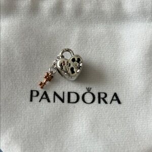 Pandora Silver Heart Charm with Rose Gold Accent